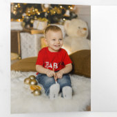 Elegante Kerst Bloemen Bogen Foto Drieluik Kaart (Binnenzijde eerst)