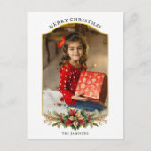 Elegante Kerst Bloemen Bogen Foto Feestdagenkaart (Voorkant)