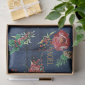 Elegante Kerst Bloemen Goud Script Familienaam Tissuepapier (Geschenk)