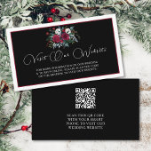 Elegante Kerst Bloemen Roos QR Code Huwelijk Informatiekaartje