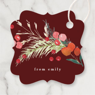 Elegante kerst bloemen vakantie bedankjes labels