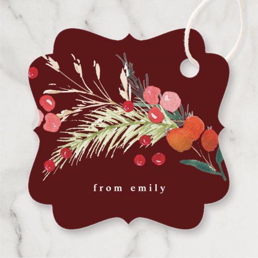 Elegante kerst bloemen vakantie bedankjes labels (Achterkant)