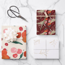 Elegante kerst bloemen vakantie inpakpapier vel