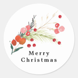 Elegante kerst bloemen vakantie ronde sticker