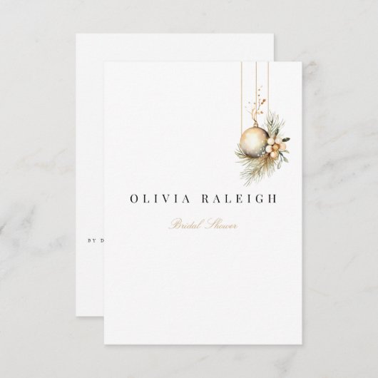 Elegante kerst bloemenbruids douche uitnodiging (Voorkant / Achterkant)