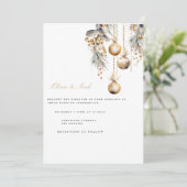 Elegante kerst bloemenbruiloft uitnodiging Kaart (Staand voorkant)