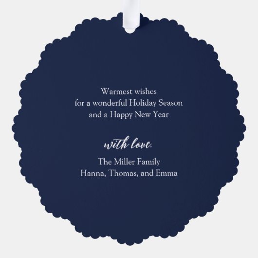 Elegante kerst bloemenfotopapier Ornament Kaart (Achterkant)