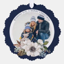 Elegante kerst bloemenfotopapier Ornament Kaart