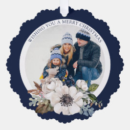 Elegante kerst bloemenfotopapier Ornament Kaart