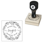Elegante Kerst Bloemenkrans Adres Rubberstempel (Gestempeld)