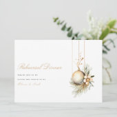 Elegante kerst bloemenrepetitie diner Kaart (Staand voorkant)