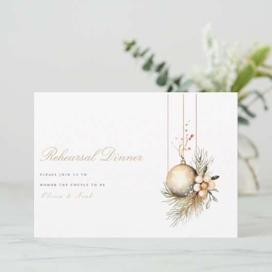 Elegante kerst bloemenrepetitie diner Kaart (Staand voorkant)