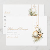 Elegante kerst bloemenrepetitie diner Kaart (Voorkant / Achterkant)