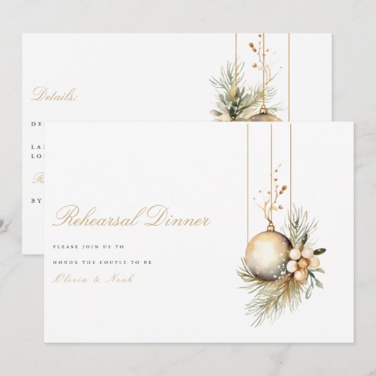 Elegante kerst bloemenrepetitie diner Kaart (Voorkant / Achterkant)