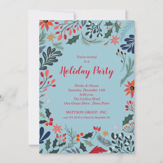 Elegante kerst bloemenvakantie kaart (Voorkant)