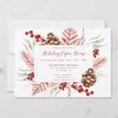 Elegante kerst bloemenvakantie open huis kaart (Voorkant)