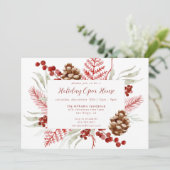 Elegante kerst bloemenvakantie open huis kaart (Staand voorkant)