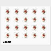 Elegante Kerst Bloemige Bruiloft Ronde Sticker (Vel)