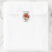 Elegante Kerst Bloemige Bruiloft Ronde Sticker (Tas)