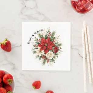 Elegante Kerst Bloemige Bruiloft Servet