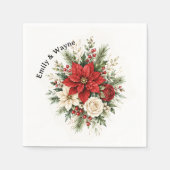 Elegante Kerst Bloemige Bruiloft Servet (Voorkant)
