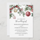 Elegante Kerst Bloemige Winter Bruiloft Kaart (Voorkant)