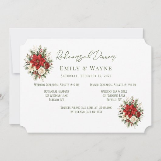 Elegante Kerst Bloemstuk Oefendiner Kaart (Voorkant)