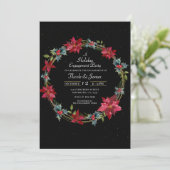 Elegante Kerst Bloemstuk Poinsettia Kerstfeest Kaart (Staand voorkant)