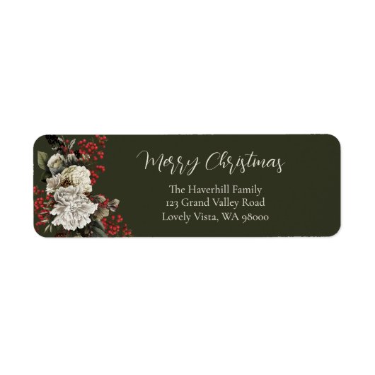 Elegante Kerst Bloemstuk Retouradres Etiket (Voorkant)