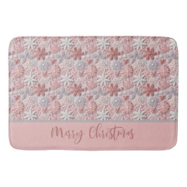 Elegante Kerst Blush Roze Sneeuwvlokken Badmat