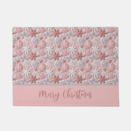 Elegante Kerst Blush Roze Sneeuwvlokken Deurmat