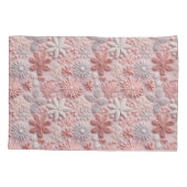 Elegante Kerst Blush Roze Sneeuwvlokken Kussensloop (Achterkant)