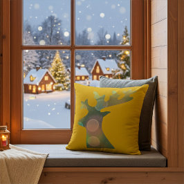 Elegante kerst bokeh rendier hoofd decoratief kussen