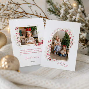 Elegante Kerst Botanische Boog Foto Feestdagenkaart