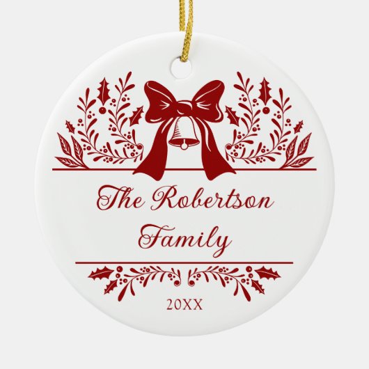 Elegante Kerst Botanische Familie Foto Keramisch Ornament (Voorkant)