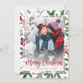 Elegante kerst botanische foto moderne vakantie feestdagenkaart (Voorkant)