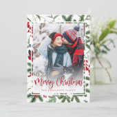 Elegante kerst botanische foto moderne vakantie feestdagenkaart (Staand voorkant)