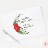 Elegante kerst botanische gepersonaliseerde naam ronde sticker (Envelop)