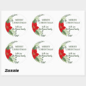 Elegante kerst botanische gepersonaliseerde naam ronde sticker (Vel)