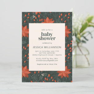 Elegante Kerst Botanische Groene Baby Shower Kaart