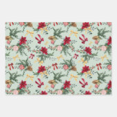 Elegante Kerst Botanische Groene Patroon Inpakpapier Vel (Voorkant 2)