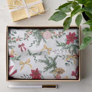 Elegante Kerst Botanische Groene Patroon Tissuepapier