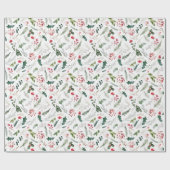 Elegante kerst Botanische Holly & Bessen Cadeaupapier (Vlak)