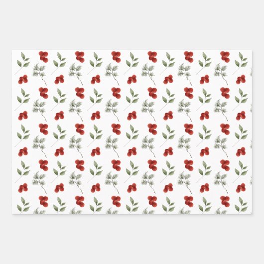 Elegante kerst botanische inpakpapier vel (Voorkant 3)