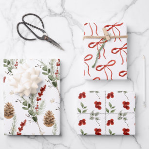 Elegante kerst botanische inpakpapier vel