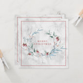 Elegante kerst botanische krans kaart (Voorkant / Achterkant in situ)