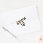 Elegante Kerst Botanische Monogram Envelop Ronde Sticker (Envelop)