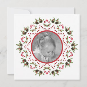 Elegante kerst Botanische Pinecones Holly Berry Feestdagenkaart