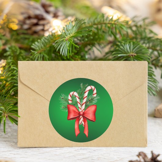 Elegante Kerst Botanische Rood & Groen Ronde Sticker