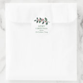 Elegante kerst botanische Waterverf groen Ronde Sticker (Tas)